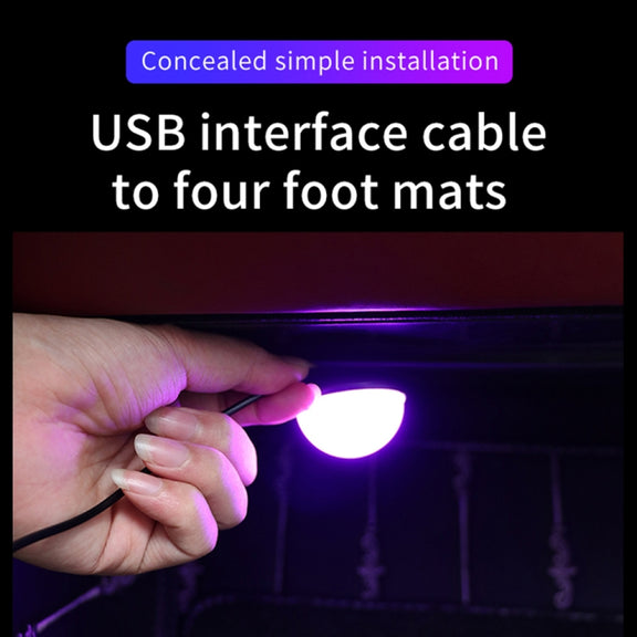 Car 4 in 1 USB RGB Foot LED Atmosphere Light (Pink Light)