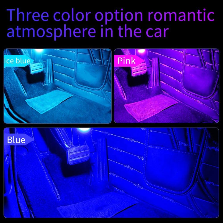 Car 4 in 1 USB RGB Foot LED Atmosphere Light (Pink Light)