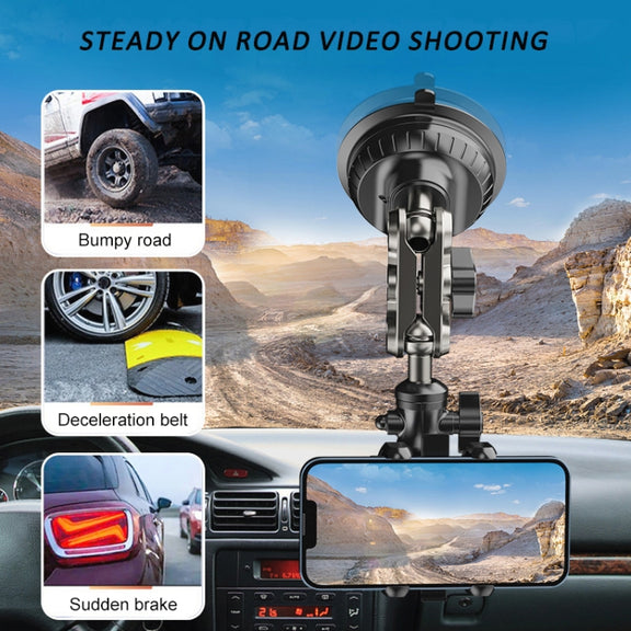 Car Universal Overhead Camera Suction Cup Phone Holder, Short Style with Bluetooth Remote Control