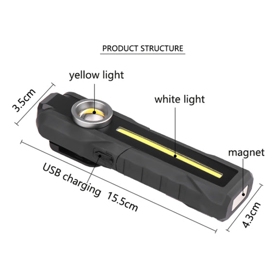 1902A Folding Magnet Car Inspection Light Work Maintenance Lamp Emergency COB LED USB Charging Lamp