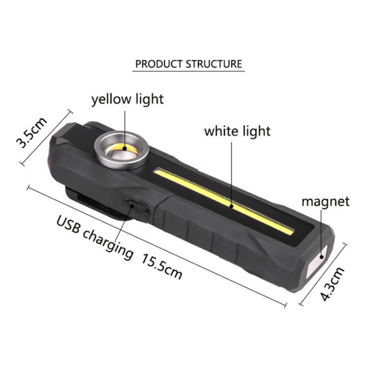 1902A Folding Magnet Car Inspection Light Work Maintenance Lamp Emergency COB LED USB Charging Lamp