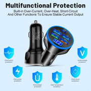 WGS-G37 5 in 1 Digital Display Super Fast Charging Car Charger with Voltmeter (Black)