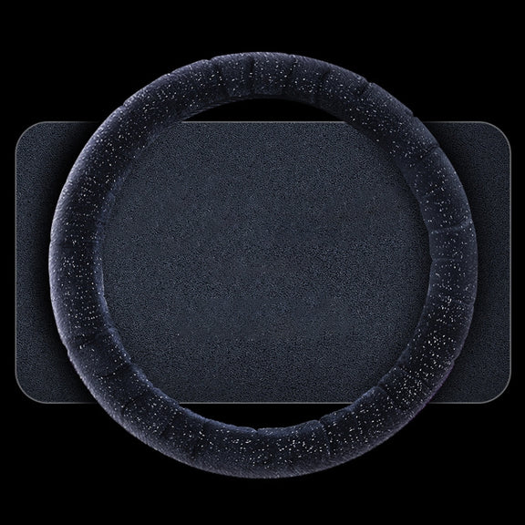 Round Style Car Universal Self Heating Plush Warm Anti-skid Steering Wheel Cover, Diameter: 38cm (Black)