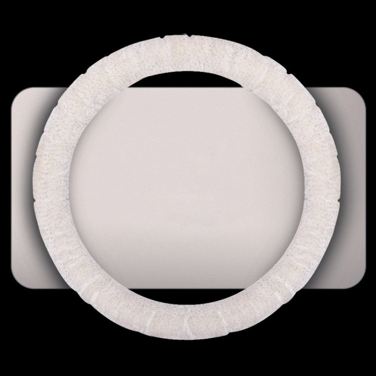 Round Style Car Universal Self Heating Plush Warm Anti-skid Steering Wheel Cover, Diameter: 38cm (Beige)
