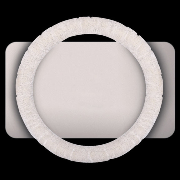Round Style Car Universal Self Heating Plush Warm Anti-skid Steering Wheel Cover, Diameter: 38cm (Beige)