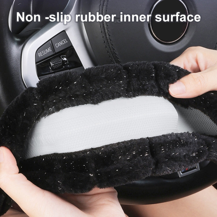 Round Style Car Universal Self Heating Plush Warm Anti-skid Steering Wheel Cover, Diameter: 38cm (Grey)