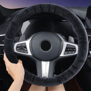Round Style Car Universal Self Heating Plush Warm Anti-skid Steering Wheel Cover, Diameter: 38cm (Grey)