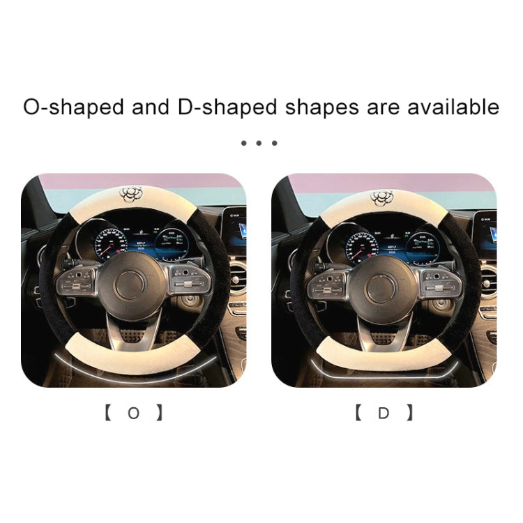 D Style Car Universal Camellia Pattern Plush Warm Anti-skid Steering Wheel Cover, Diameter: 38cm