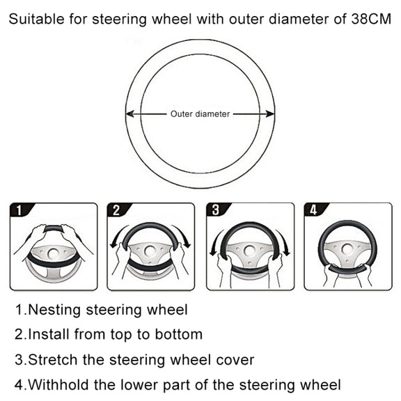D Style Car Universal Camellia Pattern Plush Warm Anti-skid Steering Wheel Cover, Diameter: 38cm