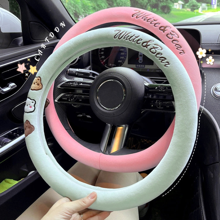 D Style Car Universal Cartoon Pattern Plush Warm Anti-skid Steering Wheel Cover, Diameter: 38cm (Grey)