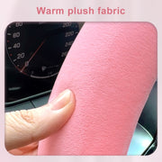 D Style Car Universal Cartoon Pattern Plush Warm Anti-skid Steering Wheel Cover, Diameter: 38cm (Pink)