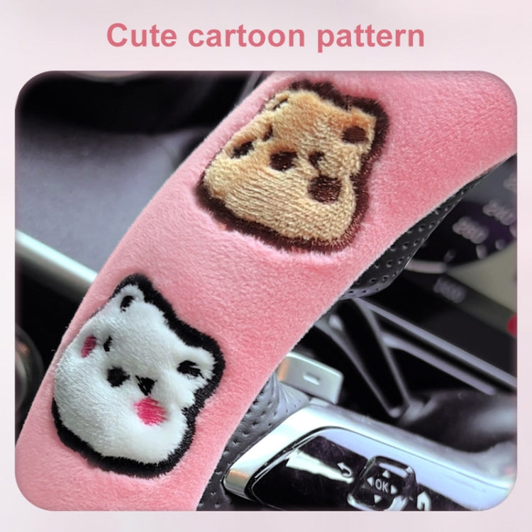 D Style Car Universal Cartoon Pattern Plush Warm Anti-skid Steering Wheel Cover, Diameter: 38cm (Black)