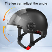 BY-1292 Unisex Motorcycle Frosted Protective Short Mirror Half Helmet (Black)