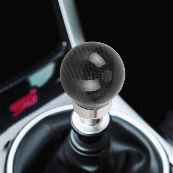 Car Carbon Fiber Pattern Gear Shift Knob Round Modified Gear Shift Head (Black)