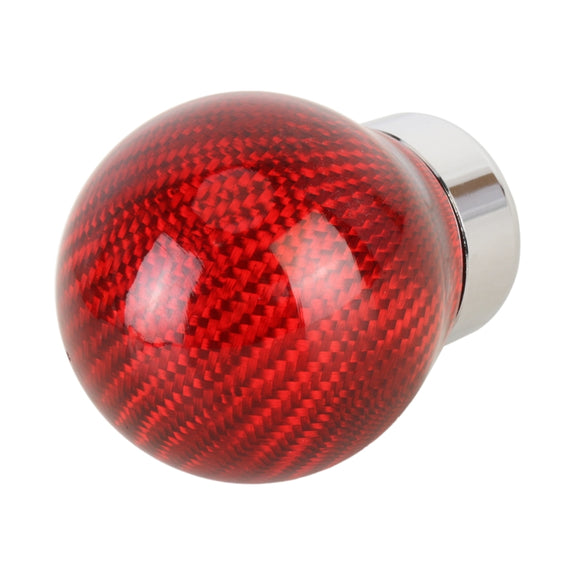 Car Carbon Fiber Pattern Gear Shift Knob Round Modified Gear Shift Head (Red)