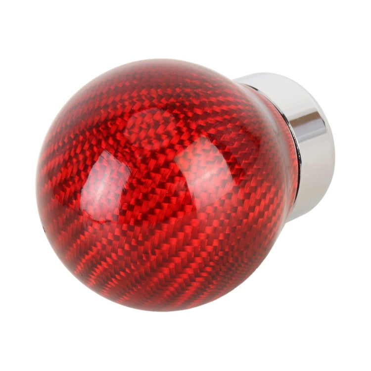 Car Carbon Fiber Pattern Gear Shift Knob Round Modified Gear Shift Head (Red)