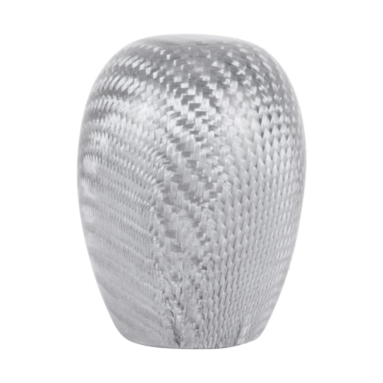 Car Carbon Fiber Pattern Gear Shift Knob Short Style Duck Egg Type Automatic Gear Head (Silver)