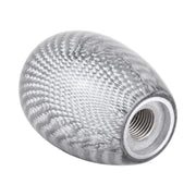 Car Carbon Fiber Pattern Gear Shift Knob Short Style Duck Egg Type Automatic Gear Head (Silver)