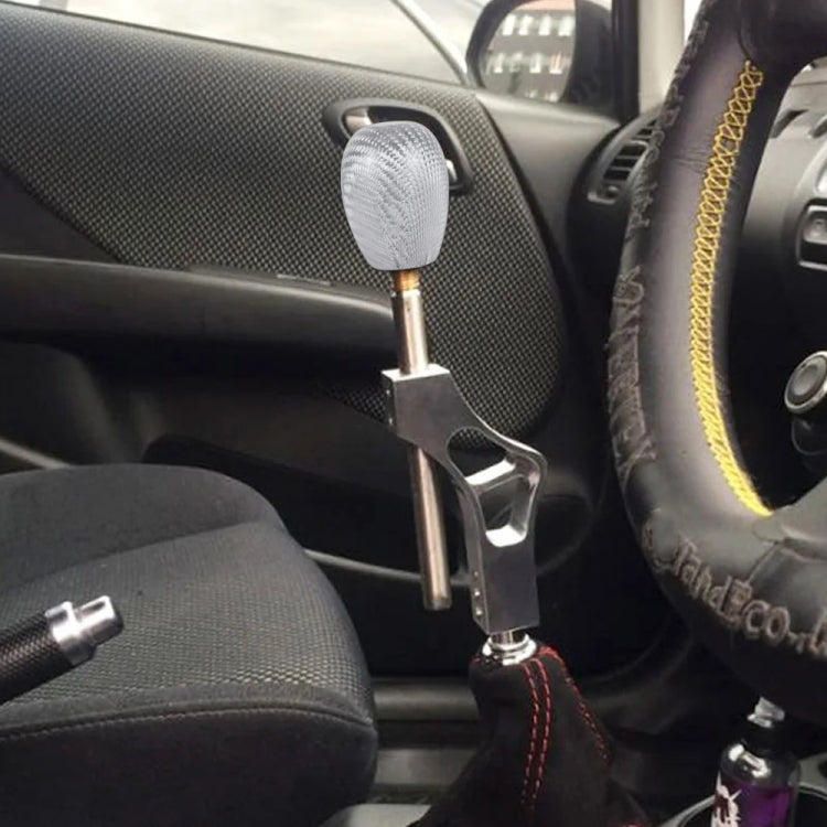 Car Carbon Fiber Pattern Gear Shift Knob Short Style Duck Egg Type Automatic Gear Head (Silver)