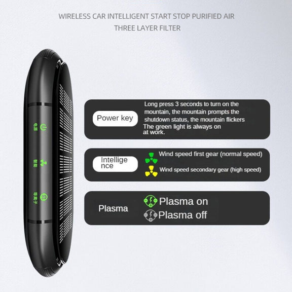 Car Negative Ion Air Purifier with 2 Solid Aromatherapy Sticks (Black)