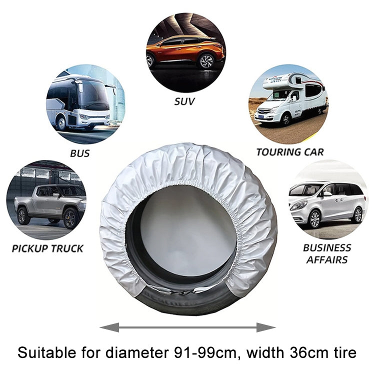 4pcs / Set Car Tire 420D Oxford Cloth Protective Cover, Diameter: 91-99cm, Width: 36cm