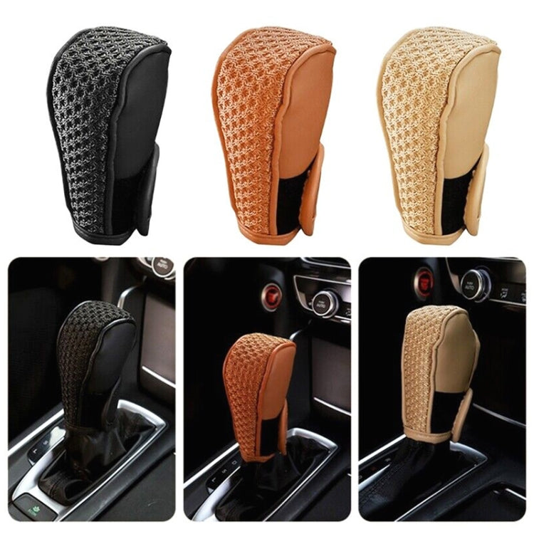 Universal Car PU + Ice Silk Gear Shift Knob Protective Cover (Beige)