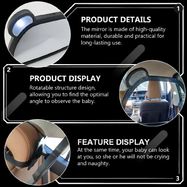 Car Baby Auxiliary Viewing Mirror with LED Remote Control Light + USB Charging