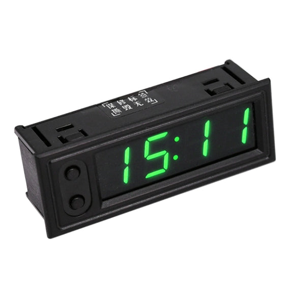 3 in 1 DC5-50V Car High-precision Electronic LED Luminous Clock + Thermometer + Voltmeter (Green)