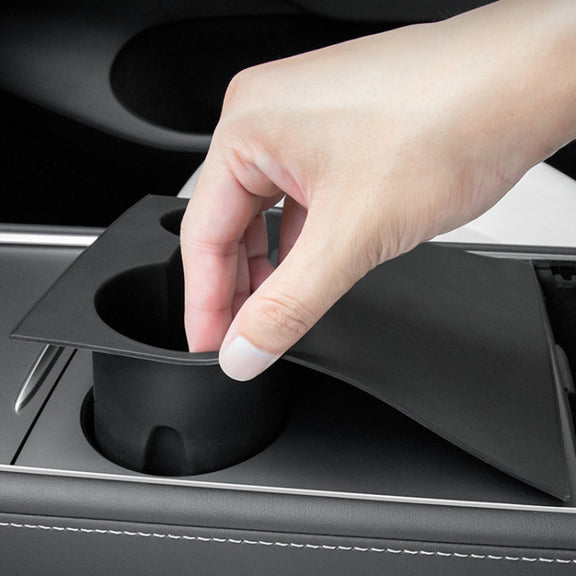 For Tesla Model 3 / Y Car Center Console Water Cup Holder All-inclusive Protective Pad (Black)