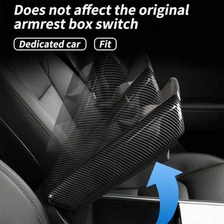 For Tesla Model 3 / Y Car Center Console Armrest Box Carbon Fiber Pattern Protective Cover