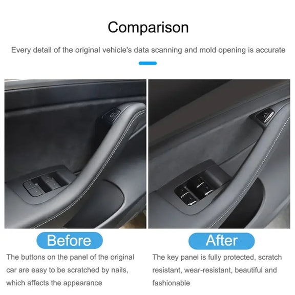 For Tesla Model 3 / Y 11pcs / Set Car Window Lift Button PU Adhesive Decorative Sticker