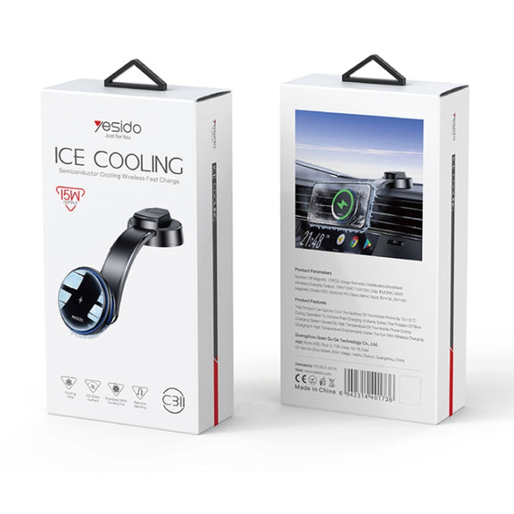 Yesido C311 Semiconductor Cooling 15W Magnetic Wireless Charging Car Holder (Black)