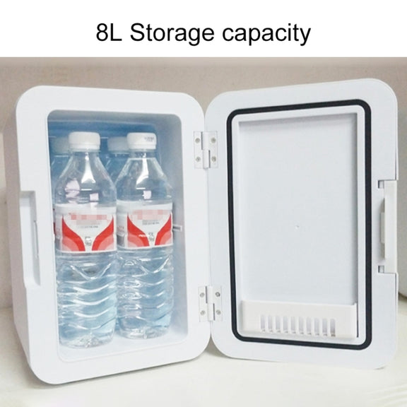 8L 37-48W Tempered Glass Panel Car / Home Mini Refrigerator, EU Plug (Gold)