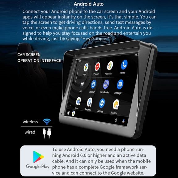 B5300 7 inch Wireless CarPlay Car Bluetooth MP5 Player, Support Mobile Phone Interconnection with Remote Control