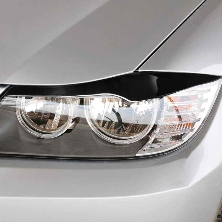 Pair Car Lamp Eyebrow Soft Decorative Sticker for BMW 3 Series E90 2005-2012(Black)