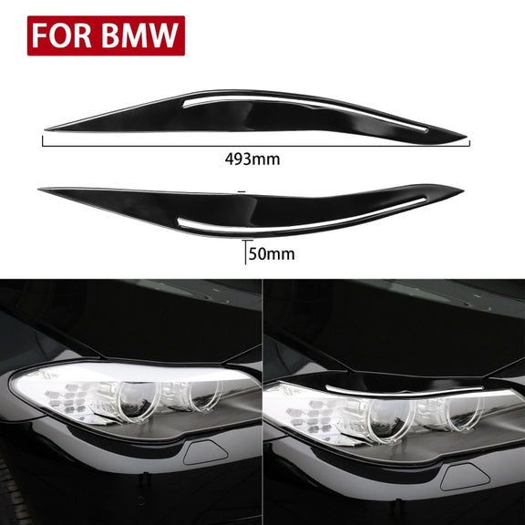 Pair Car Lamp Eyebrow Soft Decorative Sticker for BMW 5 Series F10 2010-2013, with Hole(Black)