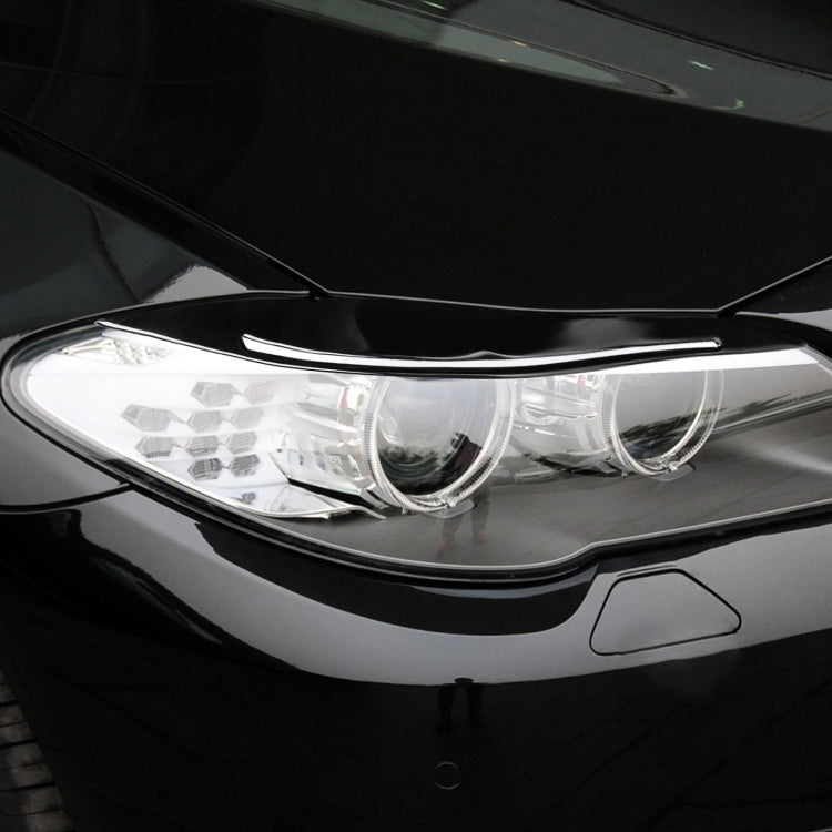 Pair Car Lamp Eyebrow Soft Decorative Sticker for BMW 5 Series F10 2010-2013, with Hole(Black)