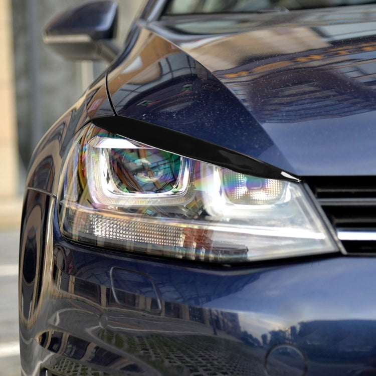 Pair Car Lamp Eyebrow Soft Decorative Sticker for Volkswagen Golf 7 / 7.5 2013-2018 (Black)