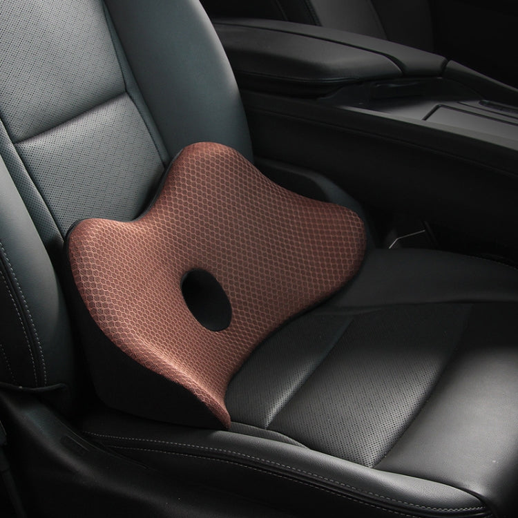 Car Memory Foam Breathable Lumbar Cushion (Brown)