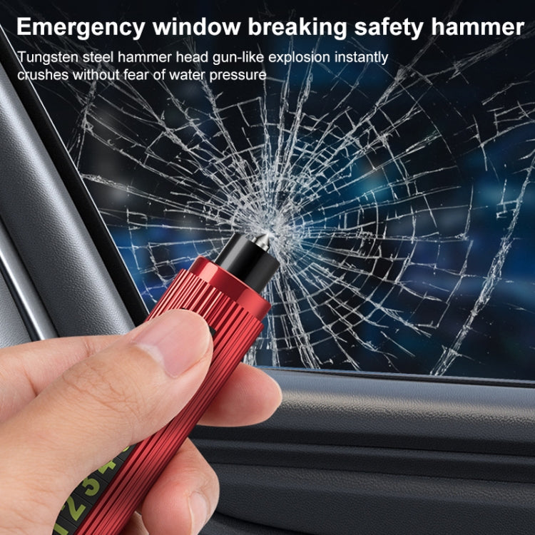 Car Multi-functional Emergency Safety Hammer Temporary Parking Dual Number Plate (Red)