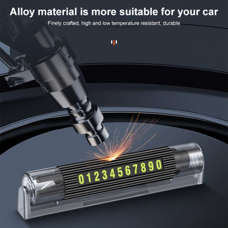 Car Multi-functional Emergency Safety Hammer Temporary Parking Dual Number Plate (Grey)