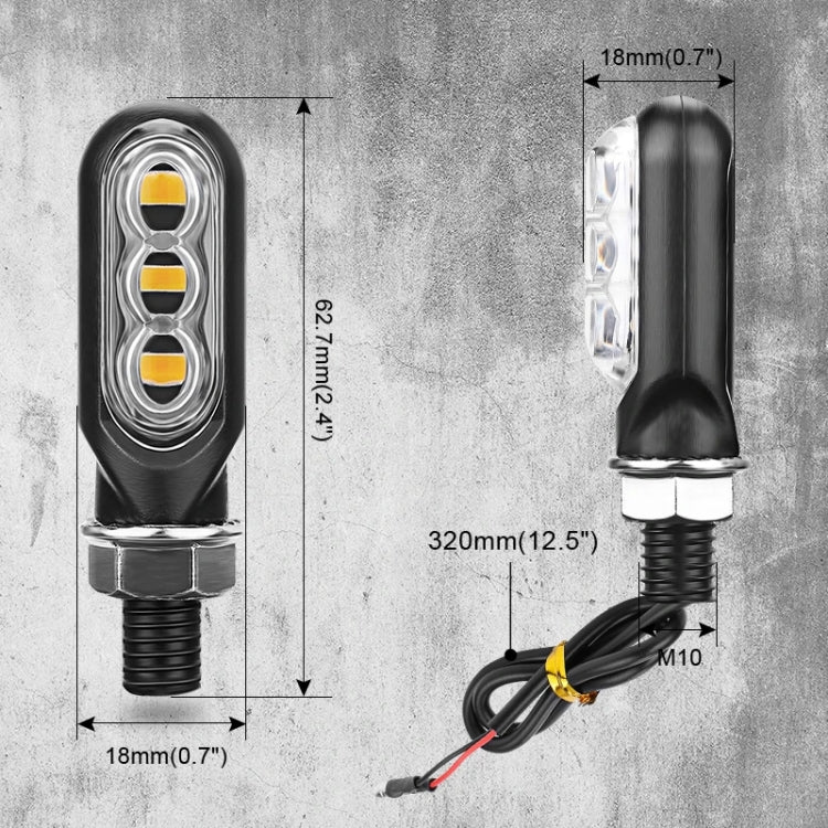 2pcs 12V 3LEDs Motorcycle Mini Water Turn Signal Light (Black)