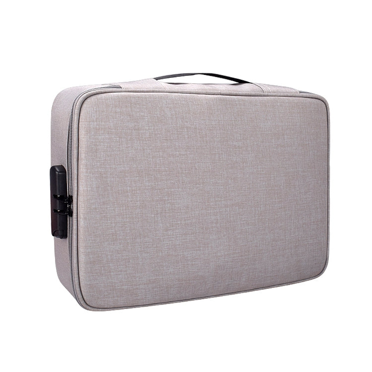 ZJ02 Water-resistant Polyester Multi-layer Document Storage Bag Laptop Bag  for All Sizes of Laptops, with Password Lock(Grey)