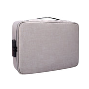 ZJ02 Water-resistant Polyester Multi-layer Document Storage Bag Laptop Bag  for All Sizes of Laptops, with Password Lock(Grey)