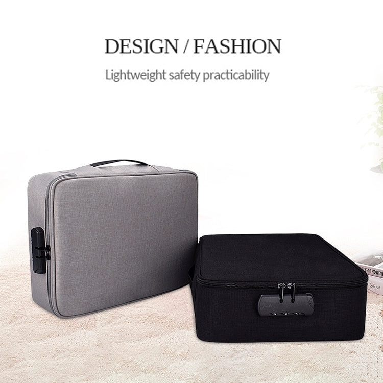 ZJ02 Water-resistant Polyester Multi-layer Document Storage Bag Laptop Bag  for All Sizes of Laptops, with Password Lock(Grey)