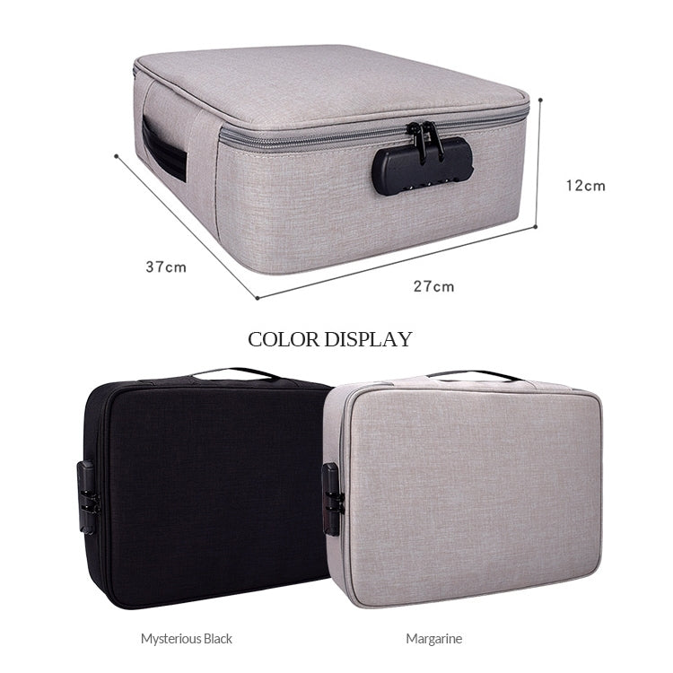 ZJ02 Water-resistant Polyester Multi-layer Document Storage Bag Laptop Bag  for All Sizes of Laptops, with Password Lock(Grey)