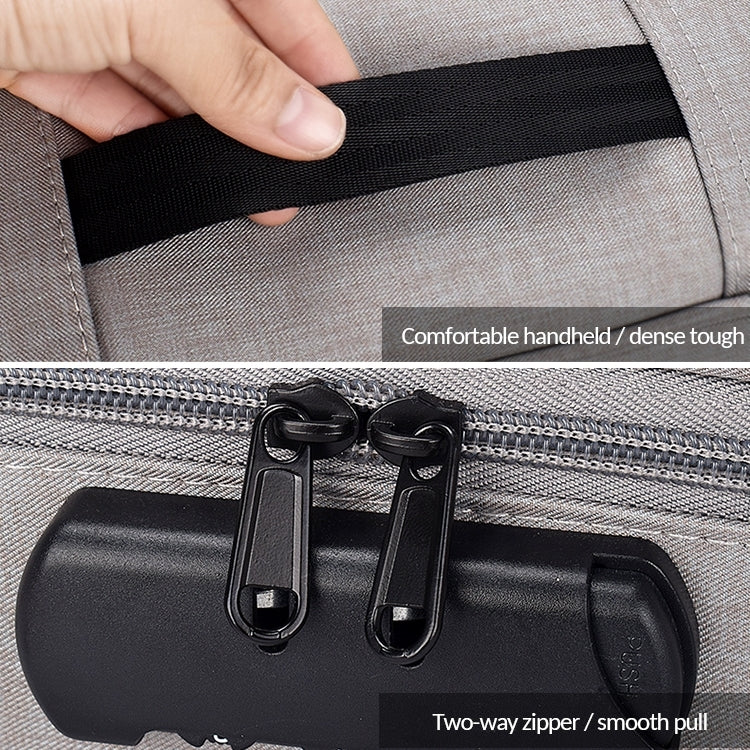 ZJ02 Water-resistant Polyester Multi-layer Document Storage Bag Laptop Bag  for All Sizes of Laptops, with Password Lock(Grey)