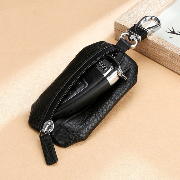 TP-9016 Litchi Texture Water-resistant Zipper Car Key Bag (Black)