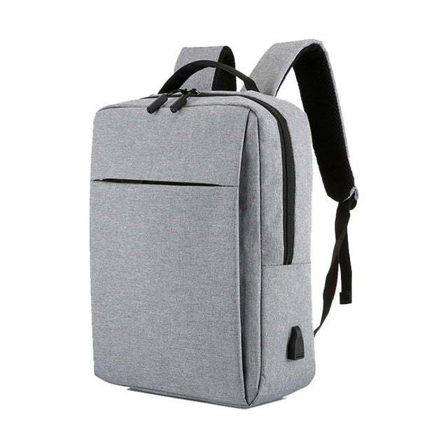 POFOKO Large-capacity Water-resistant Oxford Cloth Business Casual Backpack with External USB Charging Design for 15.6 inch Laptops (Grey)