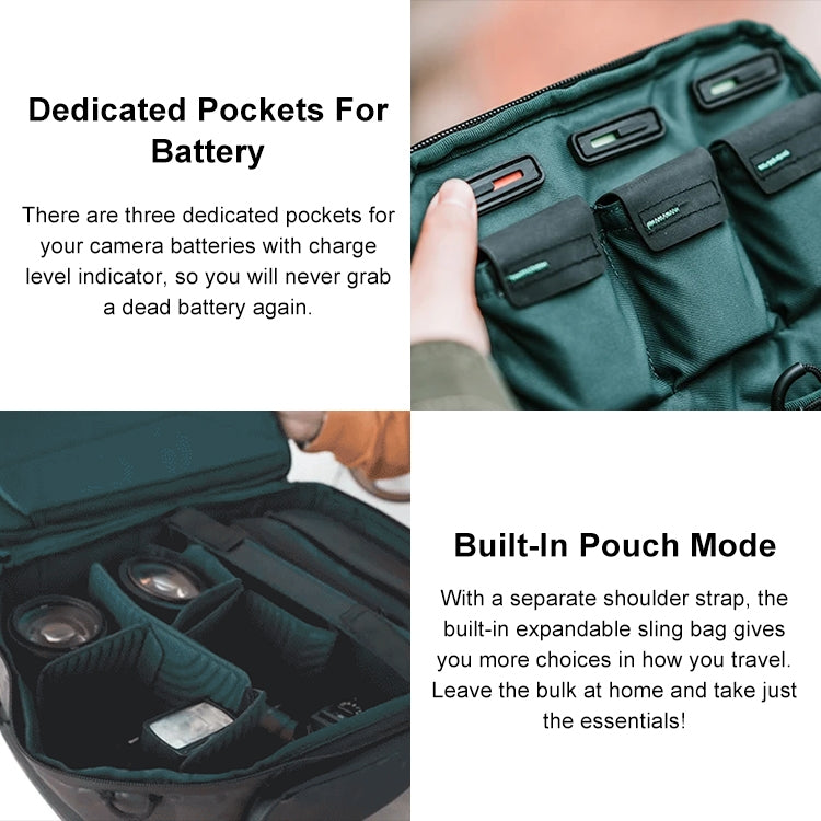PGYTECH P-CB-020 2 in 1 Water-resistant  Shockproof Outdoor Dual Shoulders Backpack + Single Shoulder Bag (Black)